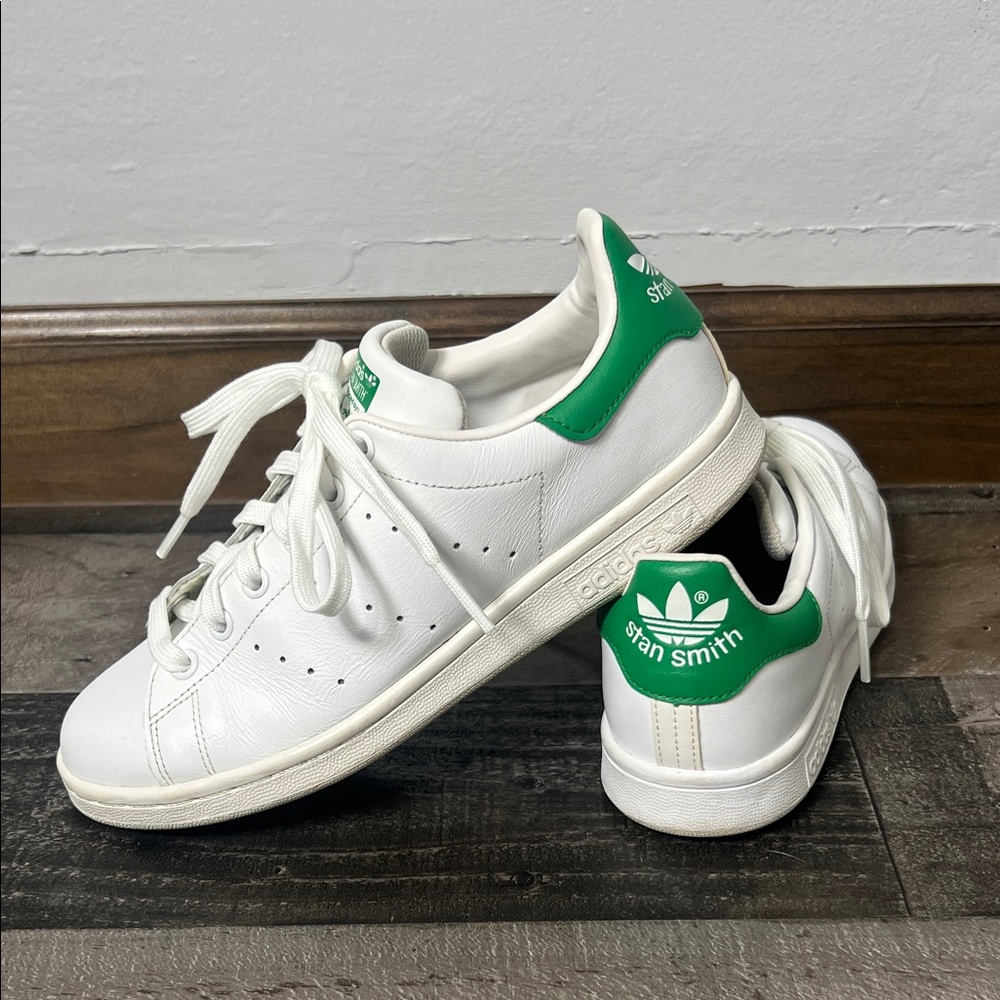 Adidas Stan Smith White Green Leather Sneakers Men’s 6.5 Women’s 8